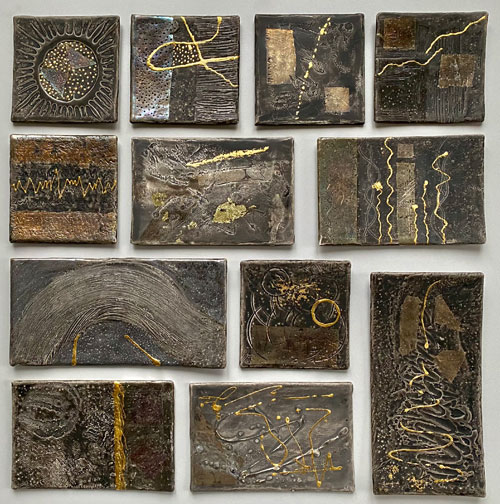 Miniaturbilder: Gold und Silber auf schwarz