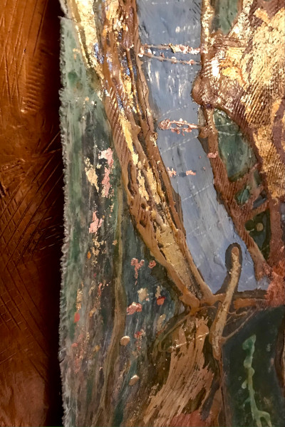 'Ruhe im Sturm' ist ein Beispiel für ein Goldbild auf Leinwand. Hier ein Ausschnitt des Goldbildes.