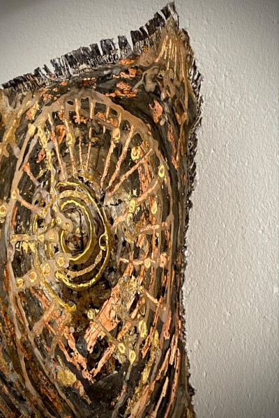 'Unendlich endlich' ist ein Beispiel für ein Goldbild auf Leinwand. Hier ein Ausschnitt des Goldbildes.