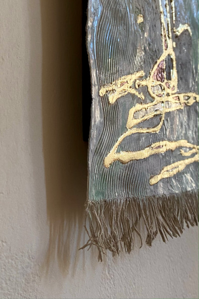 'Wandteppich' ist ein Beispiel für ein Goldbild auf Leinwand. Hier ein Ausschnitt des Goldbildes.