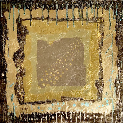 Goldbild, Freudensprung bei Regen 2019 · 40x40