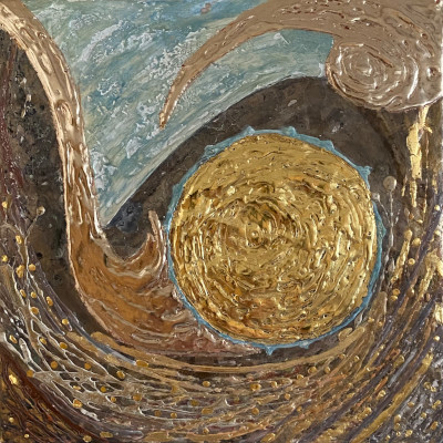 Goldbild, Geborgenheit 2024 · 30x30, Gold, Silber, Paladium