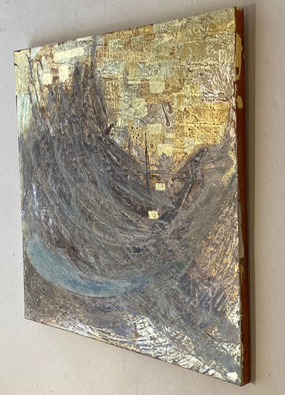 Goldbild, Licht im Sturm · 50x50, 2022 (auf Holz)