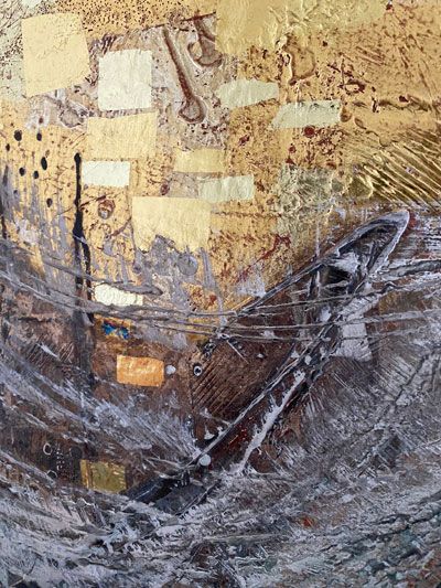 Goldbild, Licht im Sturm · 50x50, 2022 (auf Holz)