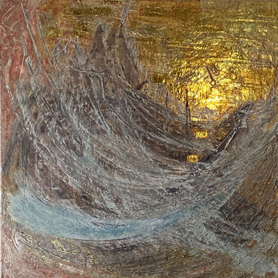 Goldbild, Licht im Sturm · 50x50, 2022 (auf Holz)