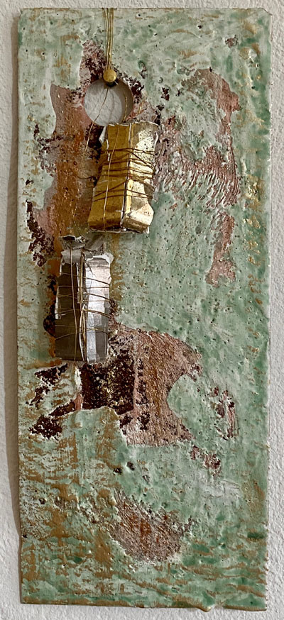 Plastisches Goldbild auf einer Rostplatte - Advent1 2020 · 11x26