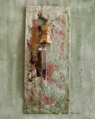 Plastisches Goldbild auf einer Rostplatte - Advent1 2020 · 11x26