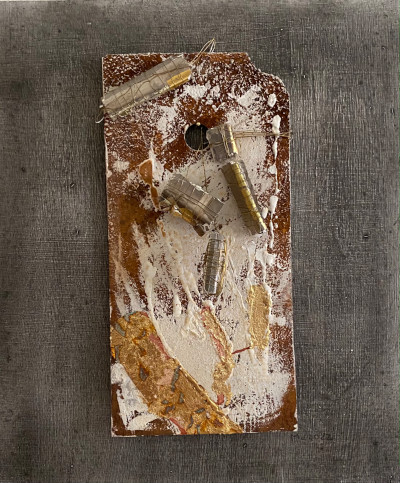 Plastisches Goldbild auf einer Rostplatte - Advent2 2020 · 11x23