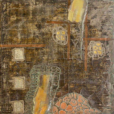 Goldbild, Transformation, 30x30, 2022 (auf Leinwand im Rahmen)