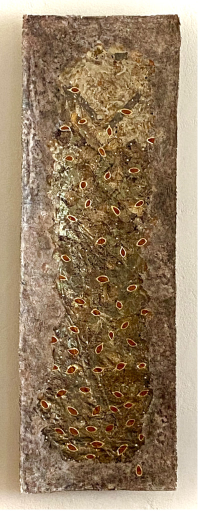 Goldbild, Traum 2025 · ca. 28x85, Gold und Silber auf schwebender Leinwand