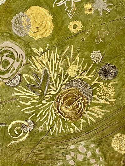 Goldbild, Unter Wasser 50x50, 2022 (auf Holz)