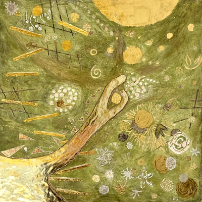 Goldbild, Unter Wasser 50x50, 2022 (auf Holz)