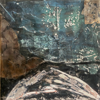 Silberbild, Bei Nacht I 2024 · 20x20, Silber auf fester Leinwand