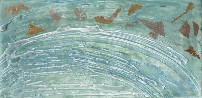 Miniaturbild - Gold & Silber auf türkis 10x20