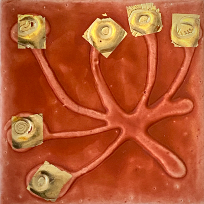 Miniaturbild - Gold auf rot 10x10