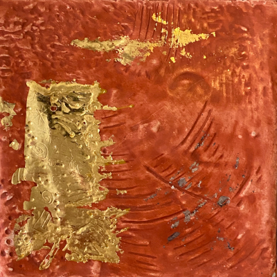 Miniaturbild - Gold auf rot 10x10