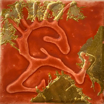 Miniaturbild - Gold auf rot 10x10