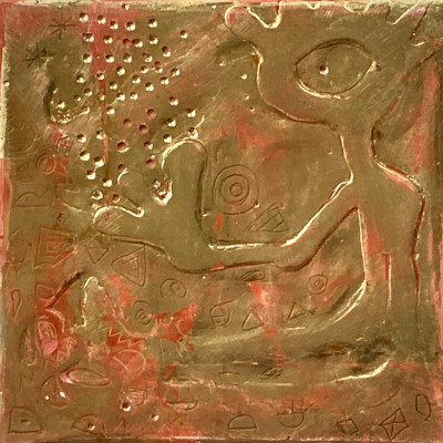 Miniaturbild - Gold auf rot 10x10