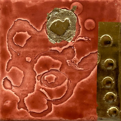 Miniaturbild - Gold auf rot 10x10