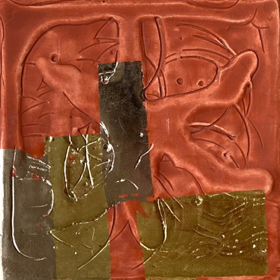 Miniaturbild - Gold auf rot 10x10