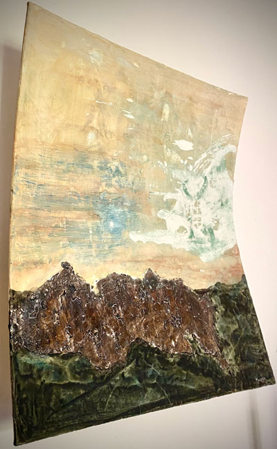 Objekt, Naturwunder, Blattsilber, oxidiert, auf fester Leinwand 2024 · 40x40cm