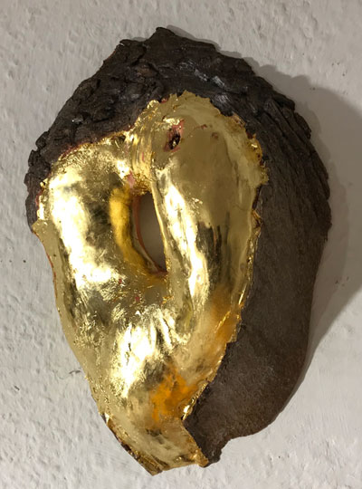 Holzskulptur, Essinger Baumscheibe 2019 · 20x15 cm