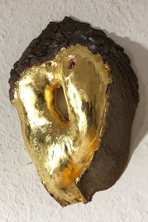 Holzskulptur, Essinger Baumscheibe 2019 · 20x15 cm